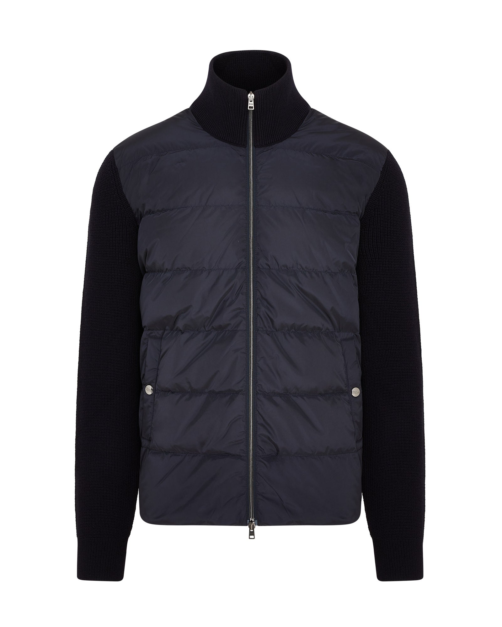 Herno Hybrid Chunky Knit Quilted Tech Jacket Navy EU 48 M UK
