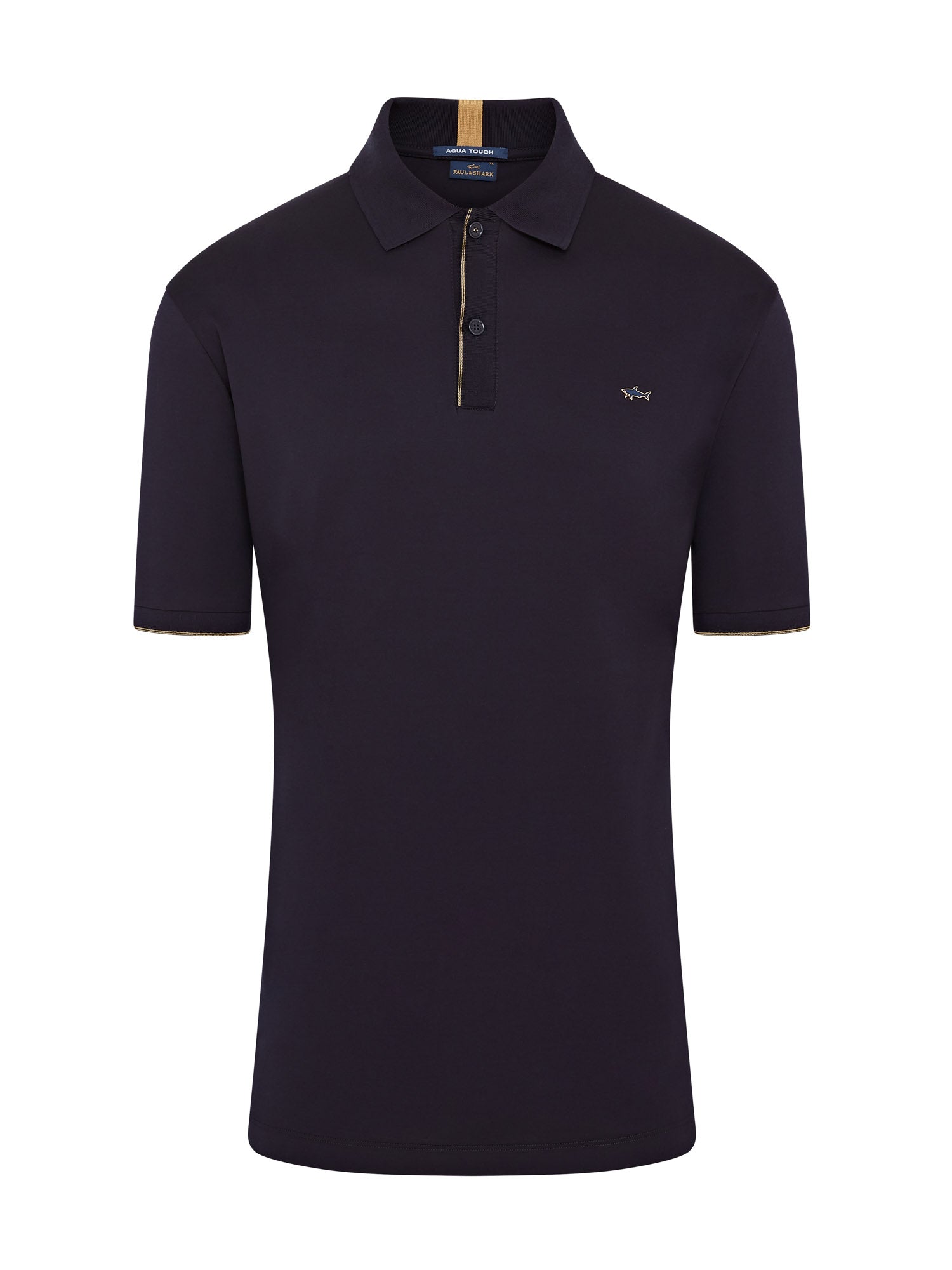 Paul Shark Aqua Interlock Cotton Short Sleeve Polo Midnight Navy